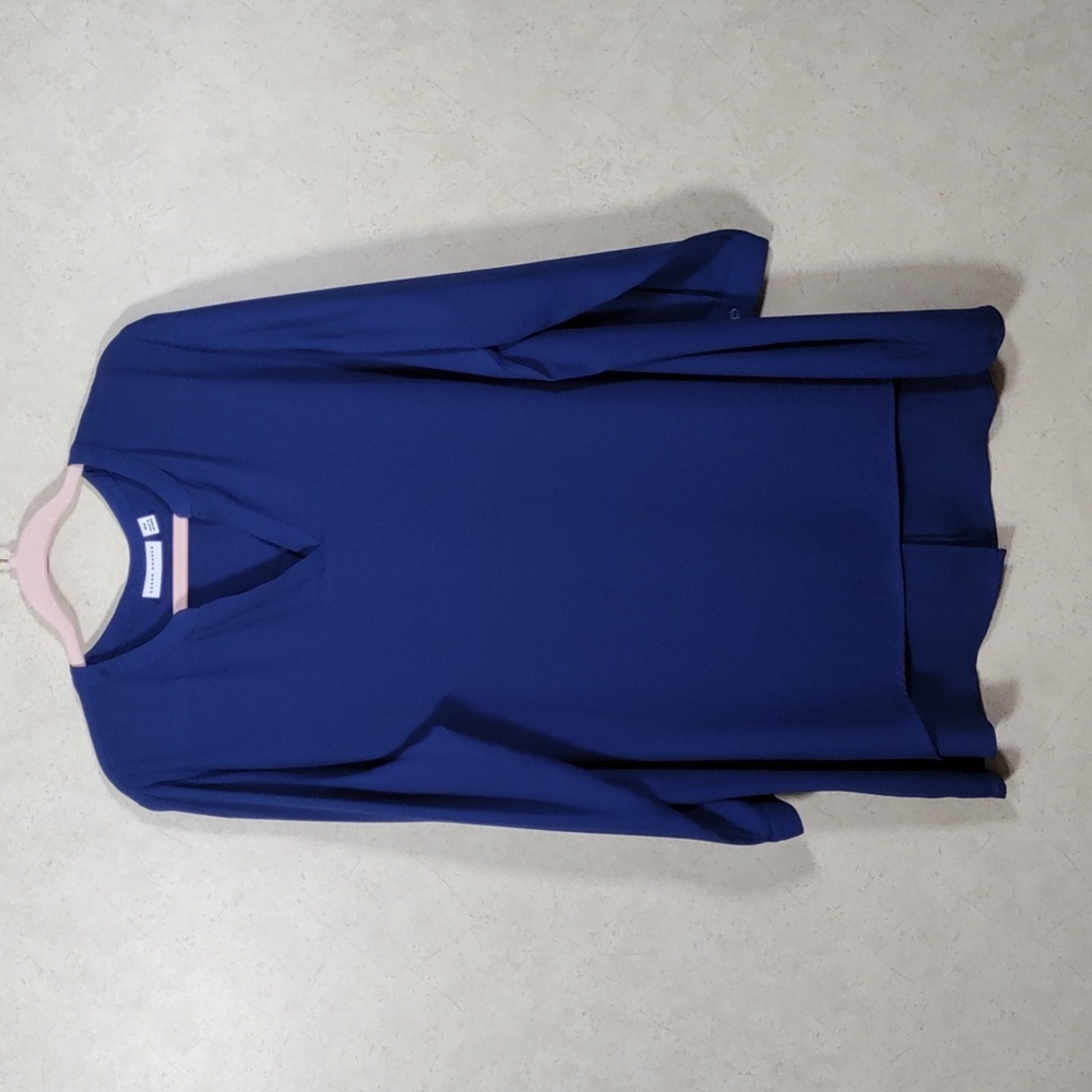7177 Susan Graver navy blue L/S knit tunic blouse 18W